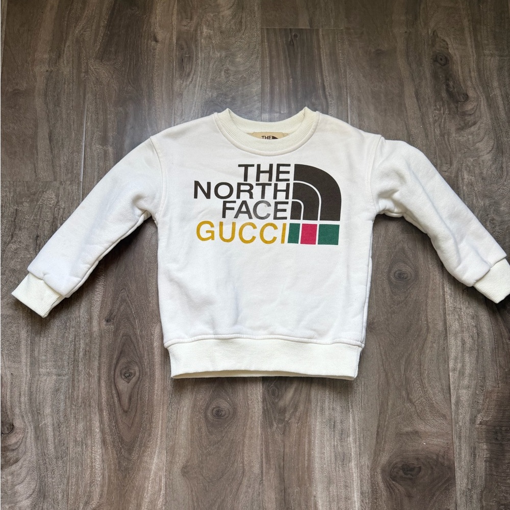 Gucci The North Face Sweatshirt size 4 color beige with letters brown